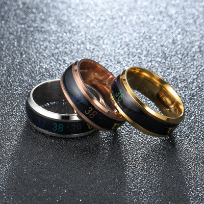 Fashion Smart Ring Multifunctional Temperature Couple Ring Titanium Steel Finger Jewelry Fingertip Temperature Sensor Rings New