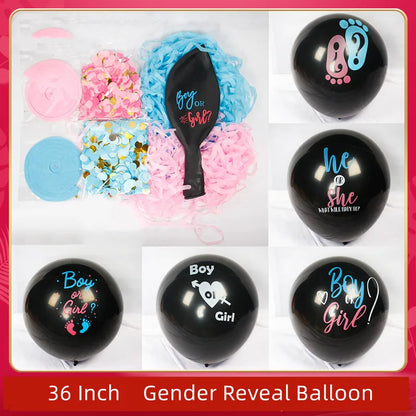 36-in Huge Black Gender Reveals Balloons Boy or Girl Large Latex Balloon Gender Show Party Decoration Gender Disclosure Ceremony