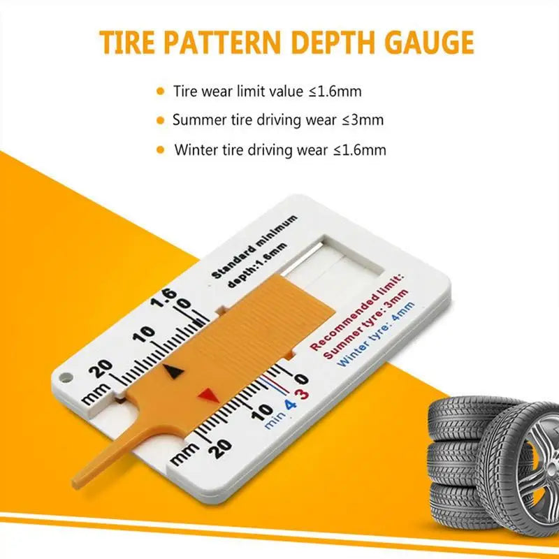 0-20mm Auto Car Wheel Tread Depthometer Depth Indicator Ruler Plastic Tread Gauge Tire Tread Depth Meter Tire Wheel Measure Tool