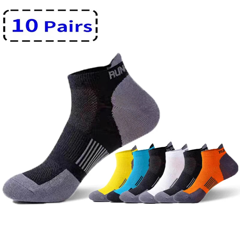 10Pairs High Quality Men Ankle Socks Breathable Cotton Sports Socks Mesh Casual Athletic Summer Thin Cut Short Sokken Size 38-47