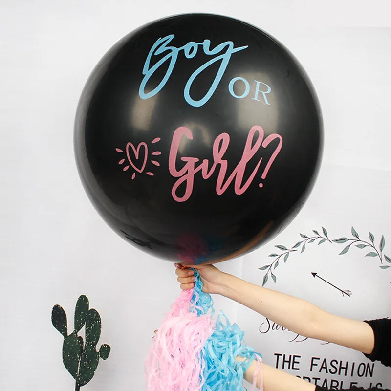 36-in Huge Black Gender Reveals Balloons Boy or Girl Large Latex Balloon Gender Show Party Decoration Gender Disclosure Ceremony