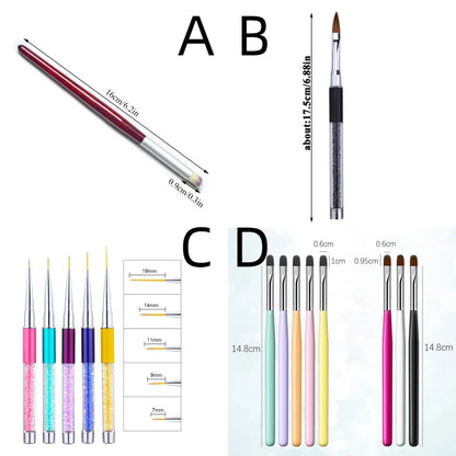 1PC Gradient Nail Brush Ombre Art Brushes For Manicure Uv Gel Polish Draw Paint Pen New Beauty Nail Tools Set