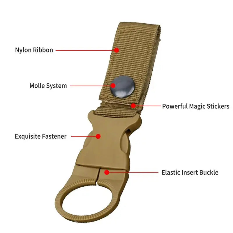 Bottle Buckle Hook Water Bottle Holder Belt Clip Tacticals Gear Military Nylon Webbing For Outdoor Tools Camping Carabiners