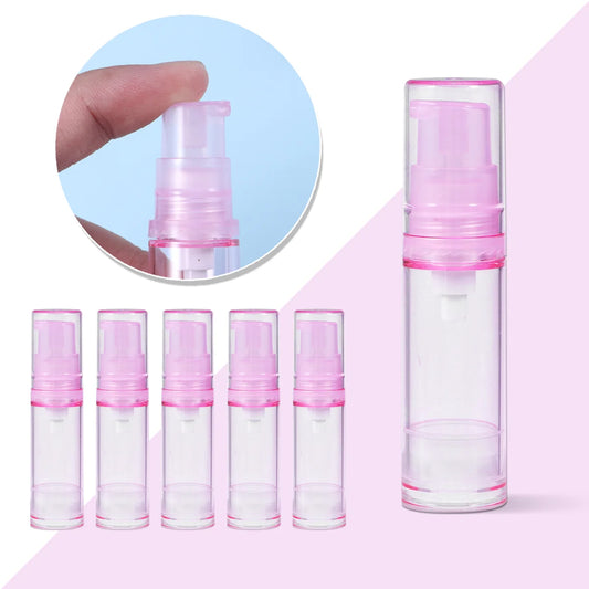 4pcs Empty Airless Pump Plastic Bottles Vacuum Pressure Emulsion Bottle with Lotion Pump(5ML, Pink Vacuum Bottle)