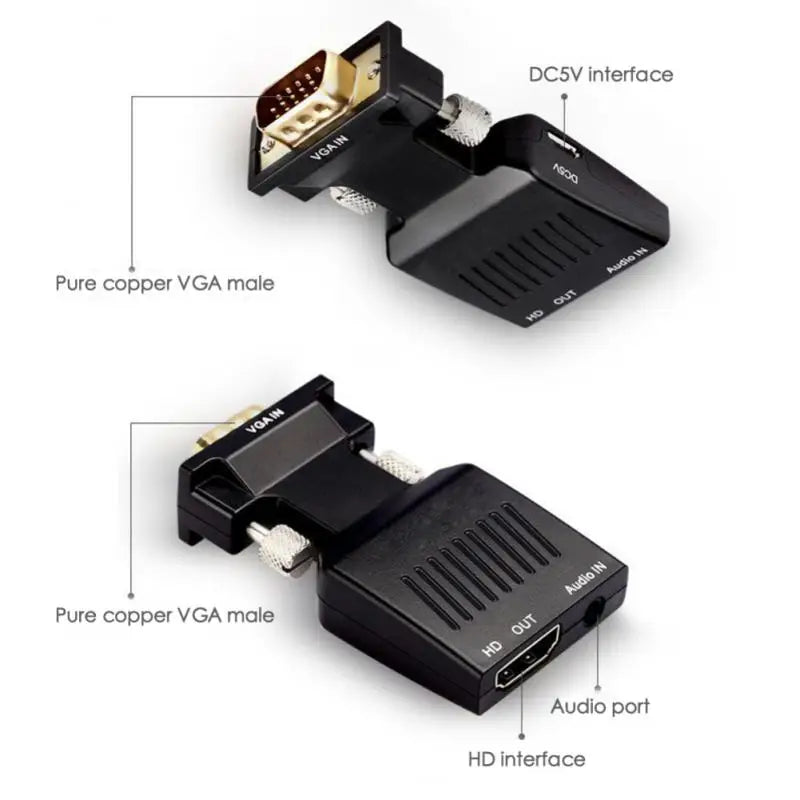 Full HD 1080P HDMI-compatible to VGA Adapter Converter VGA to HDMI Adapter For PC Laptop to HDTV Projector Video Audio Converter