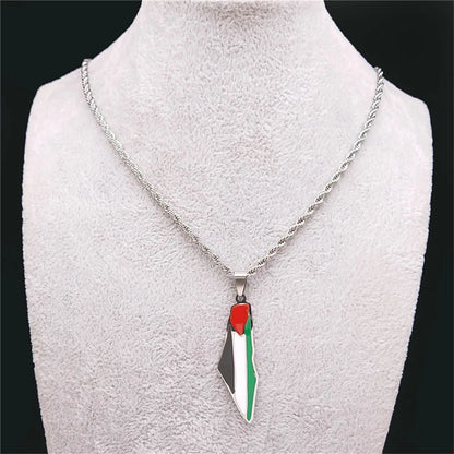 Palestine Map Pendant Necklace Stainless Steel Fashion Personalized Pendant Necklace