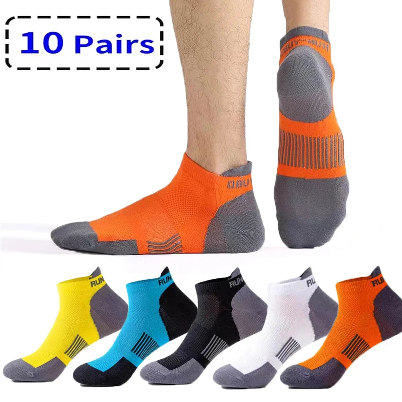 10Pairs High Quality Men Ankle Socks Breathable Cotton Sports Socks Mesh Casual Athletic Summer Thin Cut Short Sokken Size 38-47