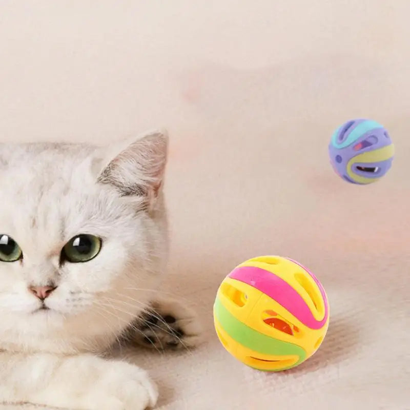 Cat Jingle Balls Cat Pounce Jinggle Ball Large Hollow Cat Rattle Ball Interactive Kitten Chasing Toys Small Jingle Balls For