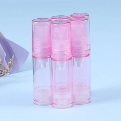 4pcs Empty Airless Pump Plastic Bottles Vacuum Pressure Emulsion Bottle with Lotion Pump(5ML, Pink Vacuum Bottle)