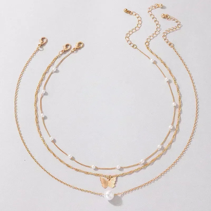 Bohemia Gold Color Multiple Styles Necklace for Women Trendy Multi-Layer Crystal Pendant Necklaces Set  Fashion Jewelry Gifts
